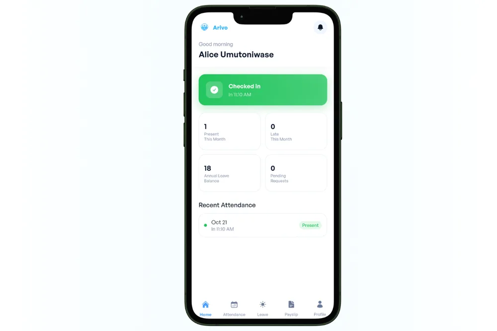 Arivo mobile app screen