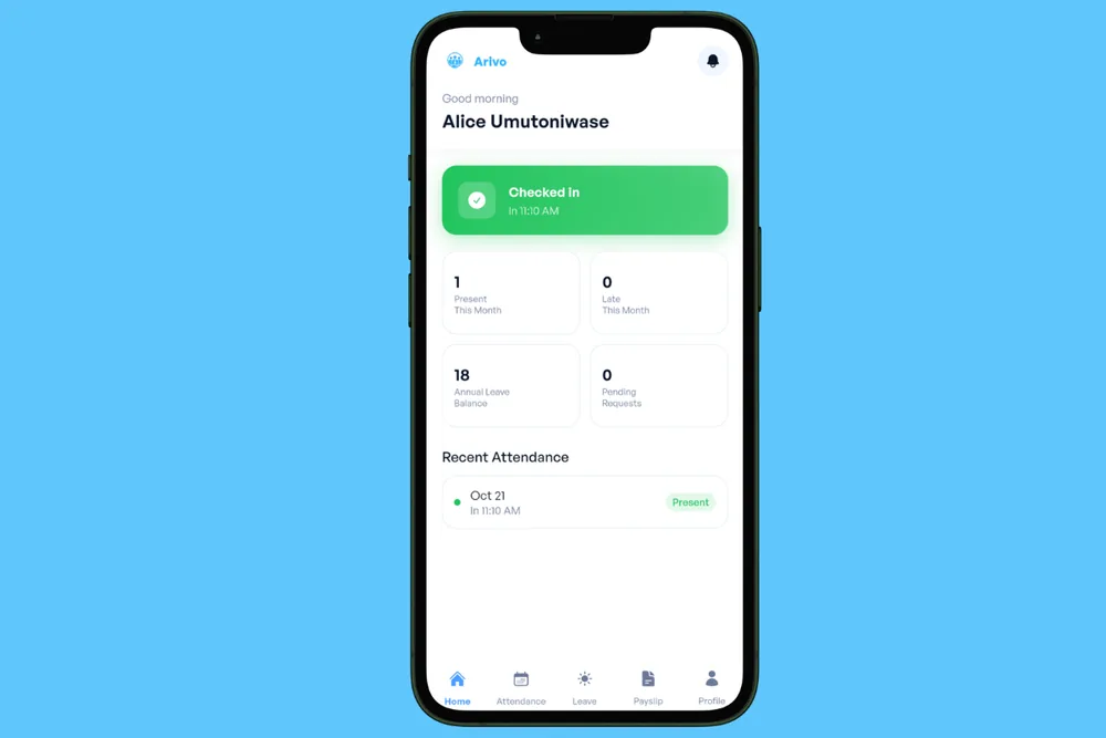 Arivo mobile app screen